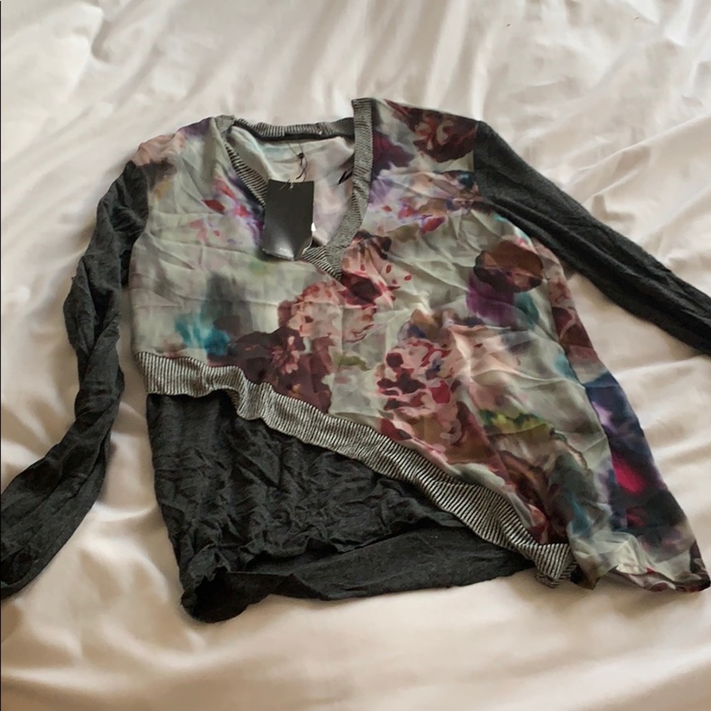 Zara Printed long-sleeve blouse